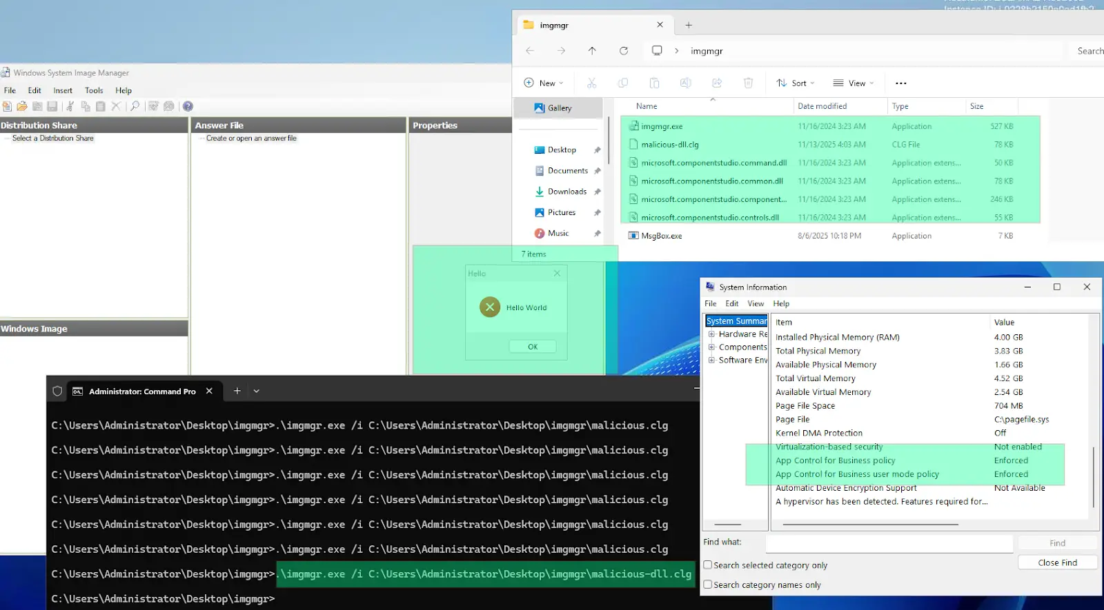 MessageBox displayed by imgmgr.exe on a machine with Application Control enforced