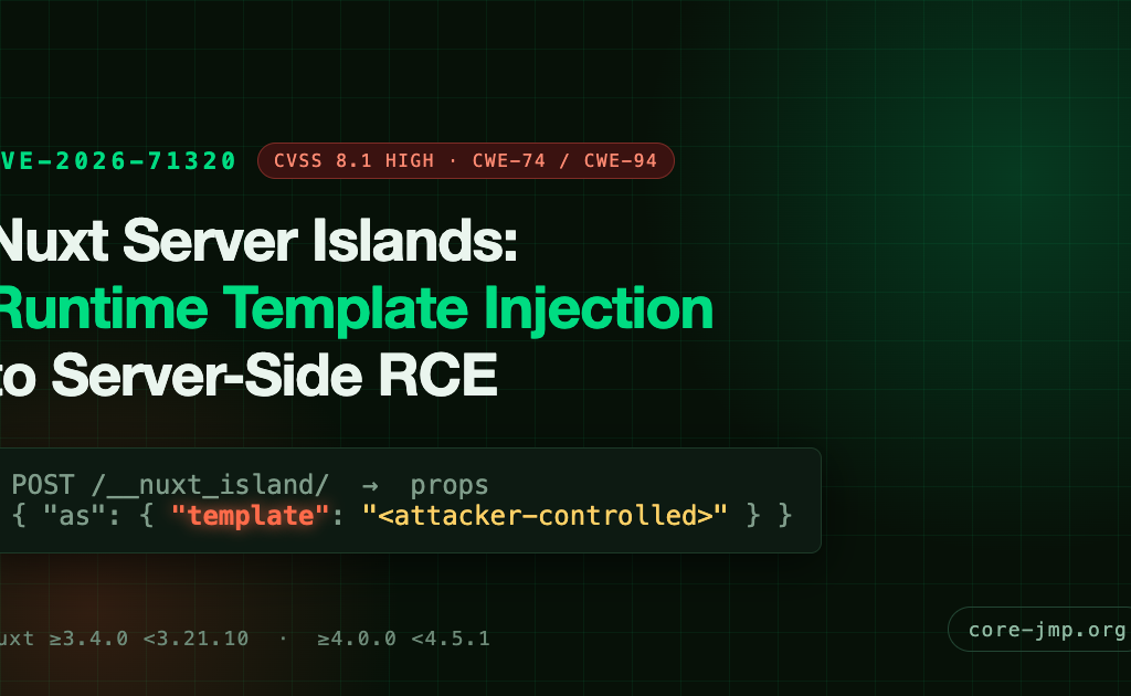 CVE-2026-71320: Nuxt Server Island Template Injection Leads to Server-Side RCE