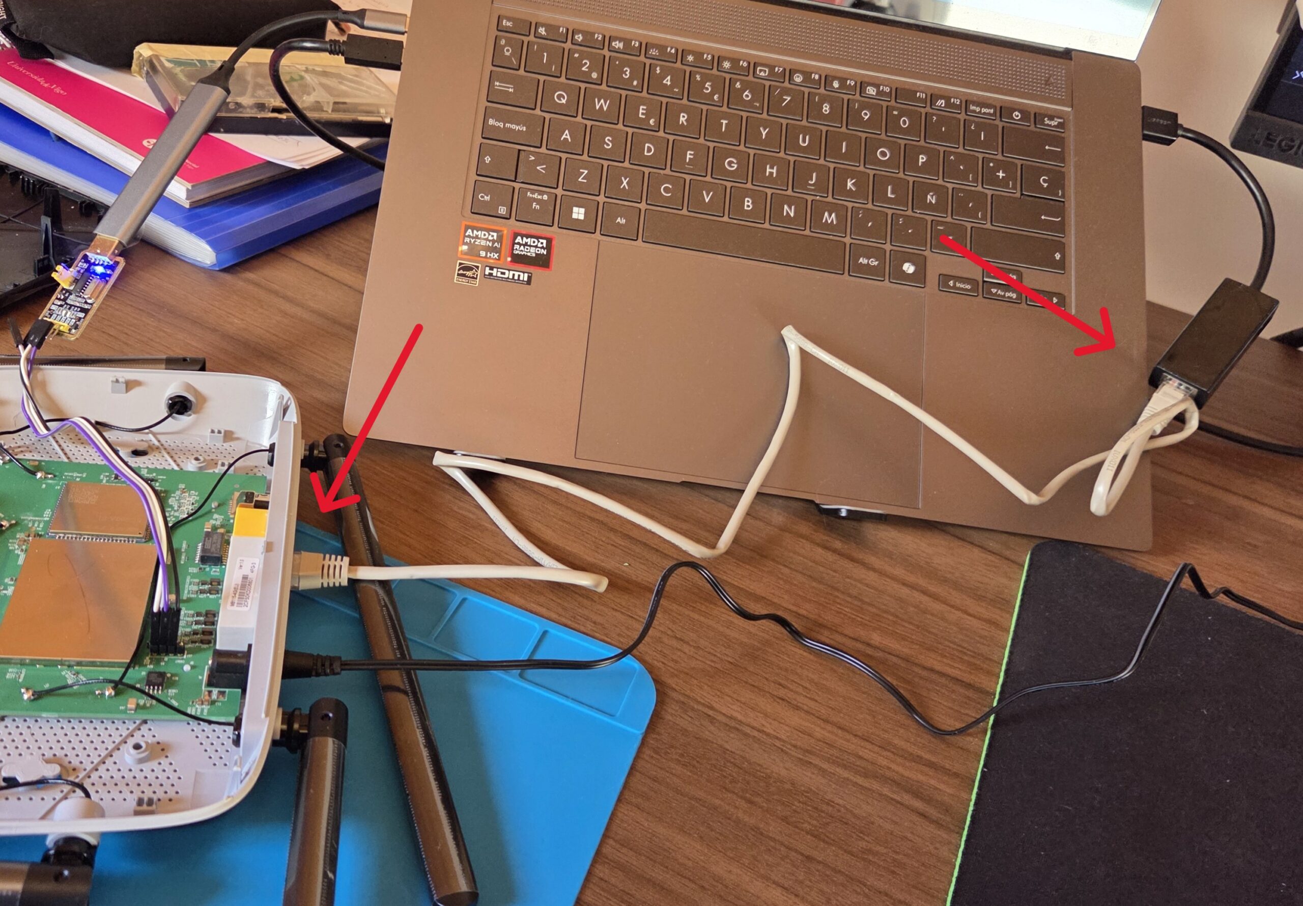 Final setup with UART and LAN connection