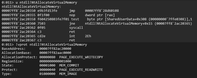 Frida Interceptor attached to NtAllocateVirtualMemory
