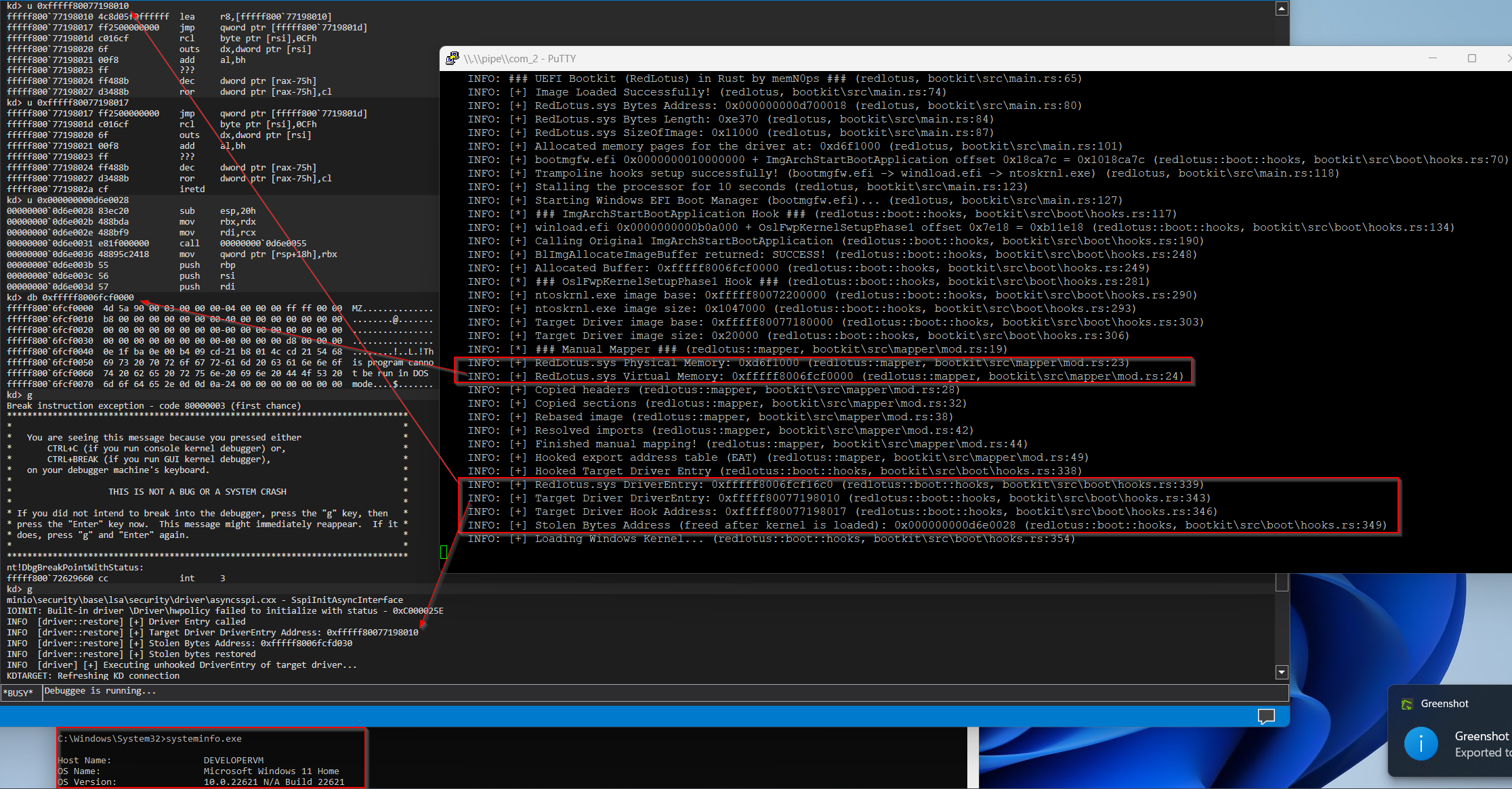 redlotus.sys mapped and executing inside the Windows kernel