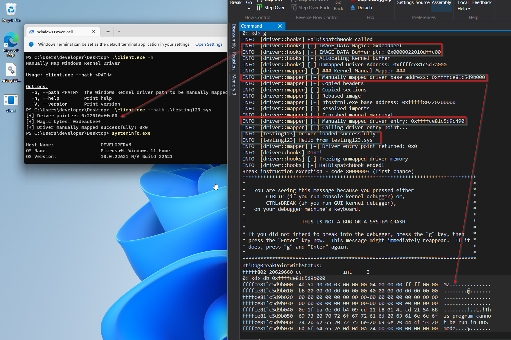 Manually mapping an unsigned driver using redlotus.sys