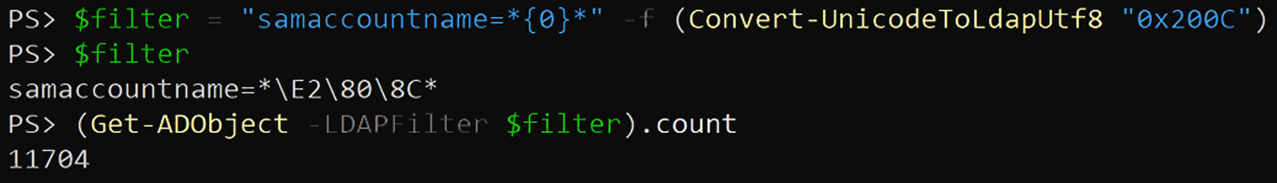 Testing the function with the problematic 0x200C