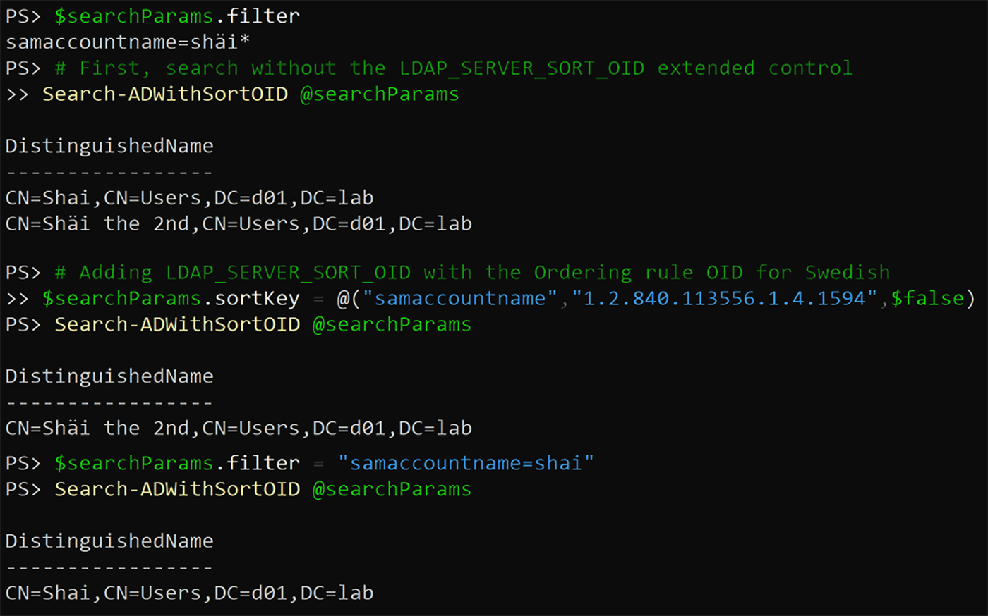 Different language ordering rules return different objects for the same filter