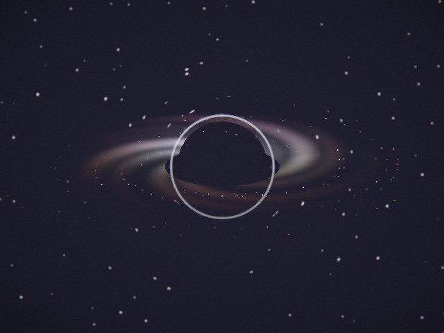 Black Hole scene: lensed starfield, photon ring and accretion disk