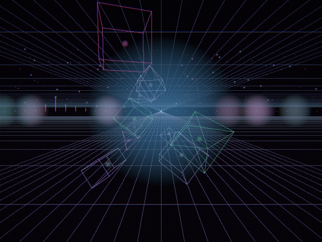 Neuromancer scene: cyberspace data-grid flythrough