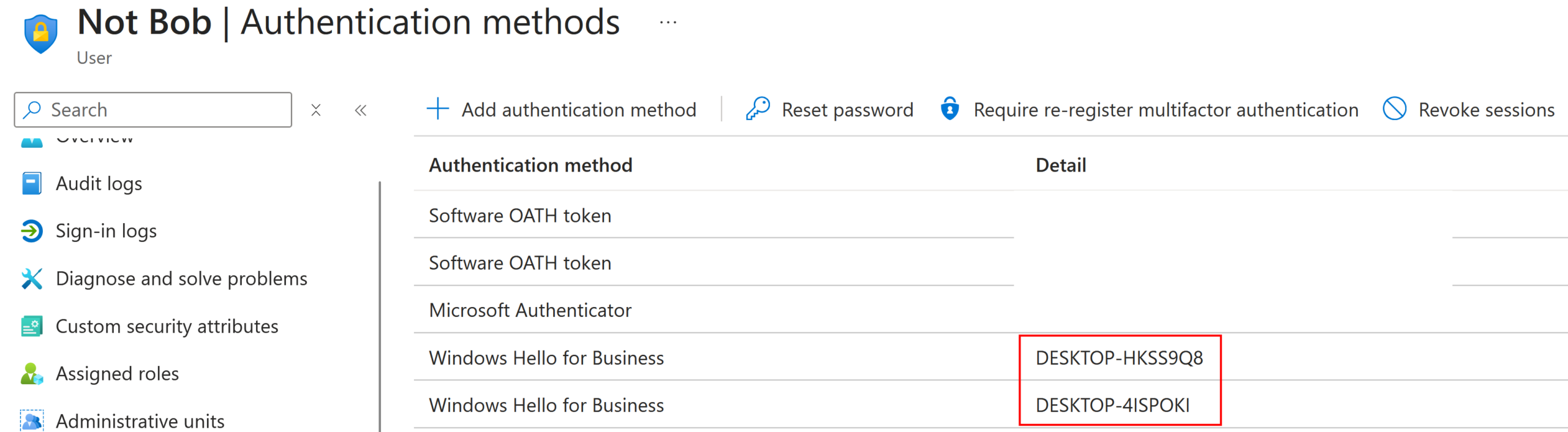 Windows Hello for Business key linked to its device in Entra ID