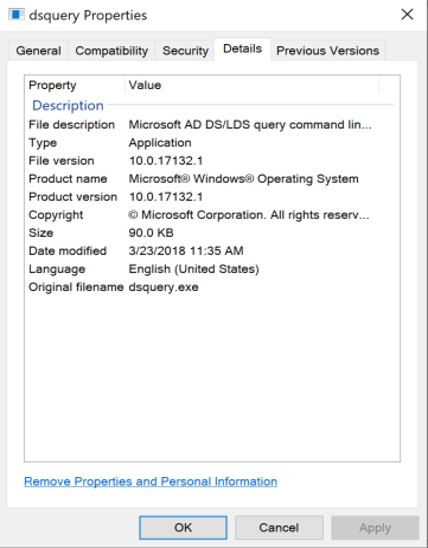 Explorer window showing dsquery.dll in C:\Windows\System32