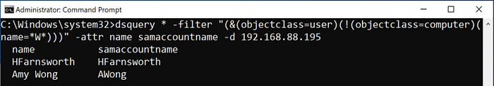 dsquery excluding computer objects from a user name search