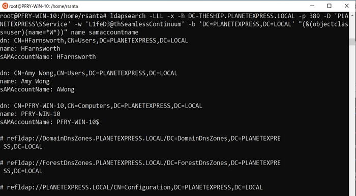 ldapsearch for users with W in the name, including a computer object