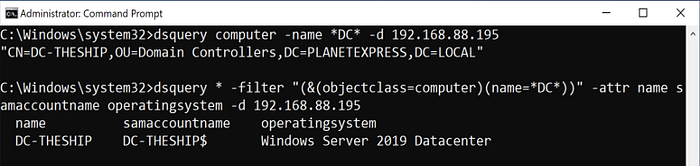 dsquery computer hunt for names containing DC