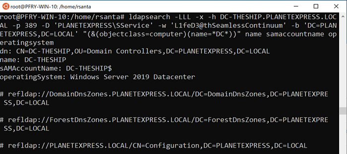 ldapsearch for computers with DC in the name including operatingSystem