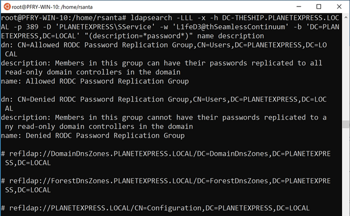ldapsearch description=*password*