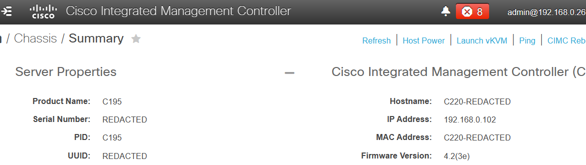 CIMC login and status