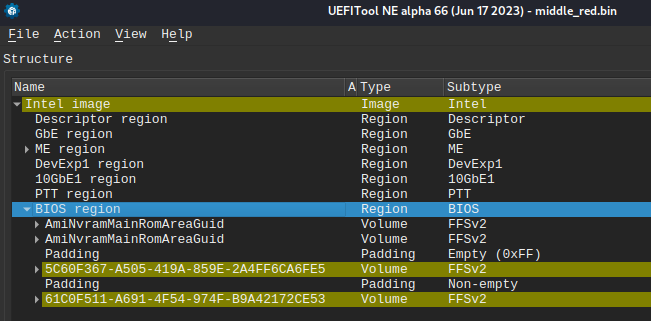 UEFITool view of BootGuard-protected volumes
