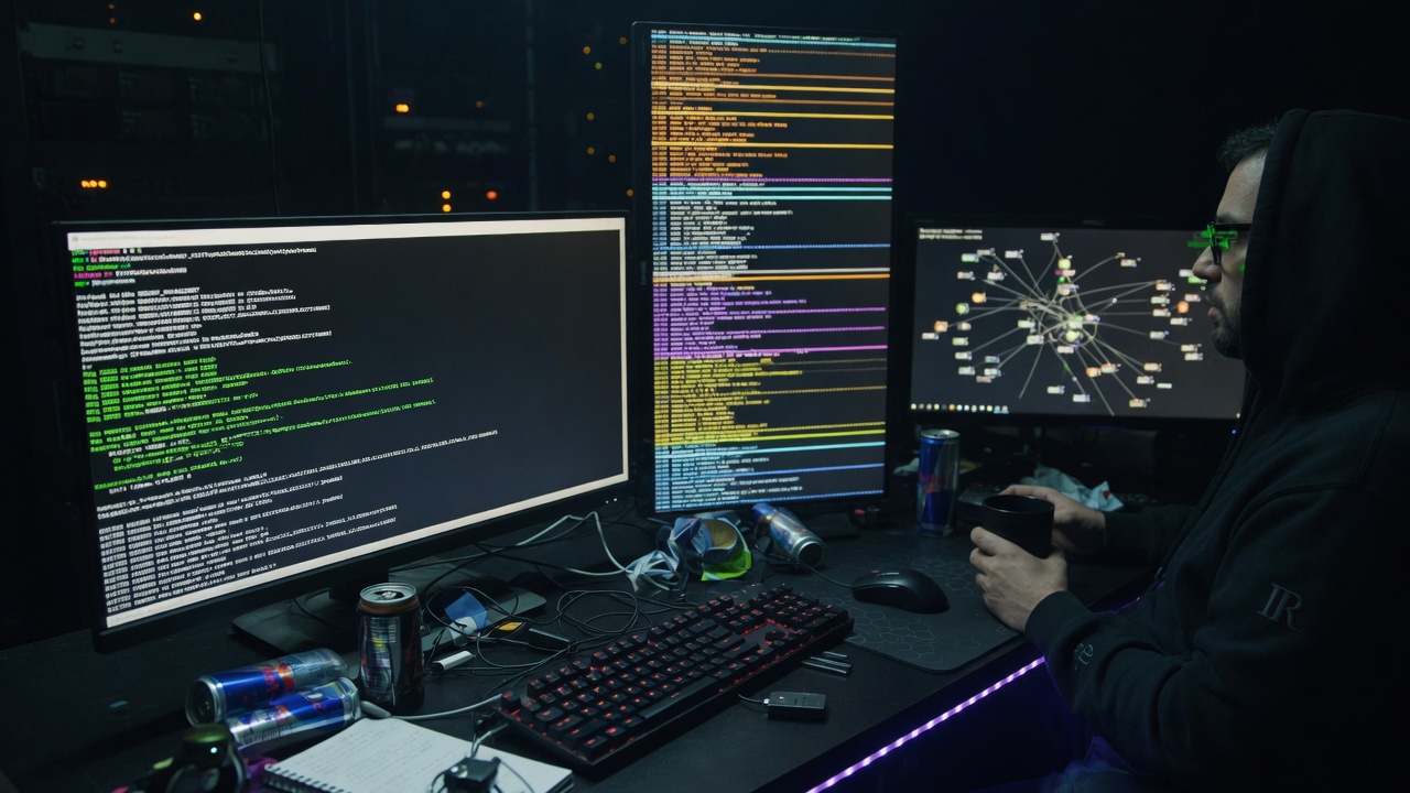 SOC desk with kernel-debug glow