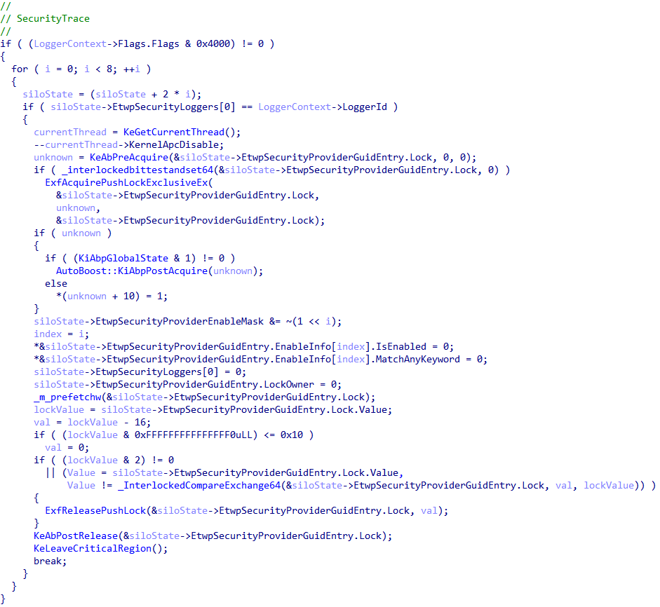 EnableSecurityProvider in EtwpStartAutoLogger