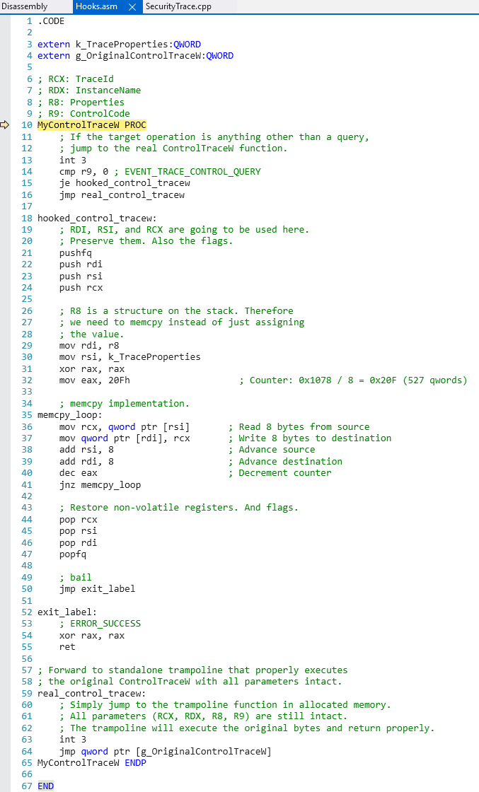 ControlTrace QUERY hook