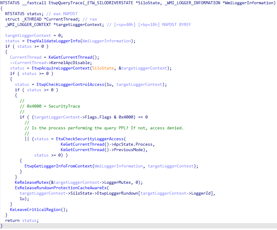 EtwpQueryTrace in the kernel