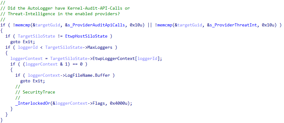 EtwCheckSecurityLoggerAccess