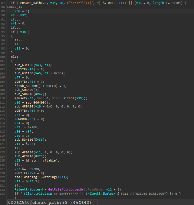 IDA snippet of path traversal and file checks on module