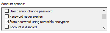 ADUC checkbox for reversible encryption