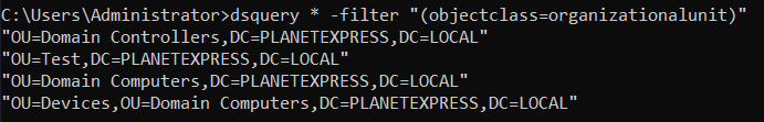 dsquery objectClass organizationalUnit