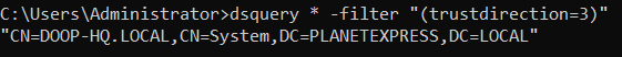 dsquery trustDirection=3