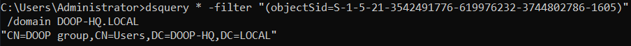 dsquery objectSid in DOOP-HQ.LOCAL