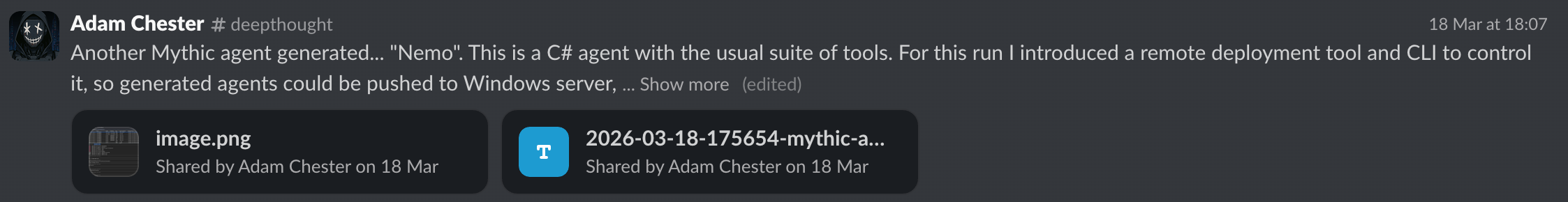LLM-generated agents in multiple languages, screenshot one
