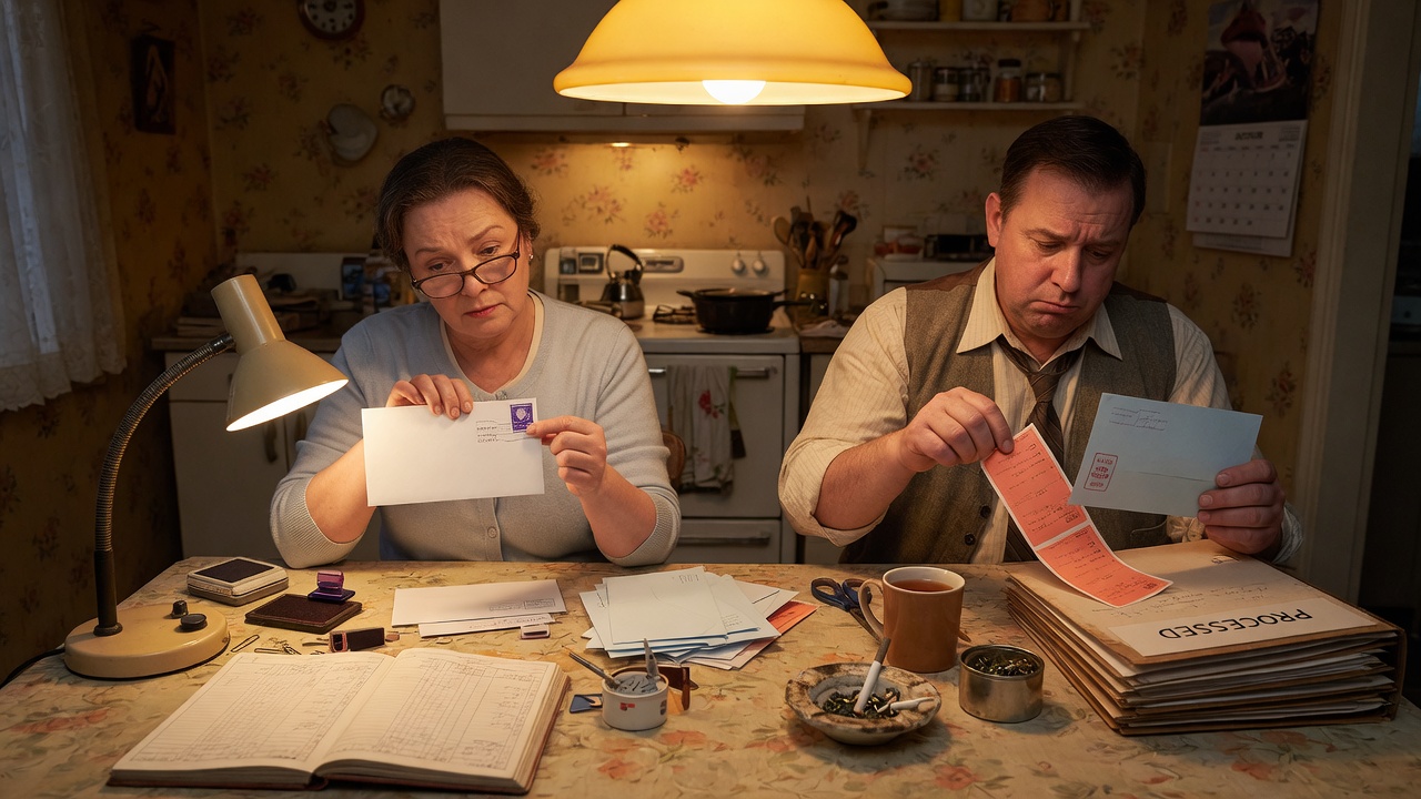 Two clerks, one checks stamps, the other peels stickers