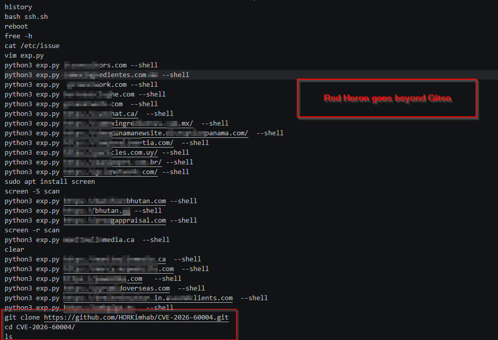 Bash history of pre-Gitea Joomla activity