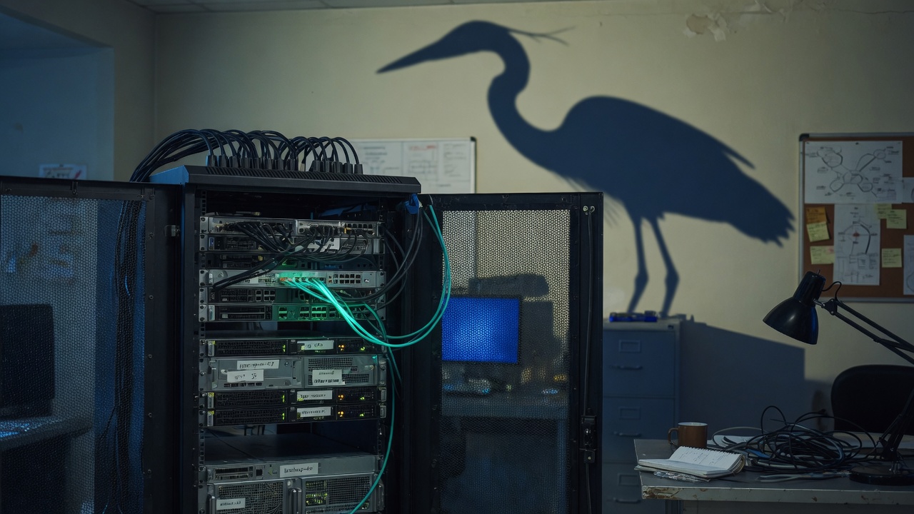 A self-hosted git rack with a heron-shaped shadow
