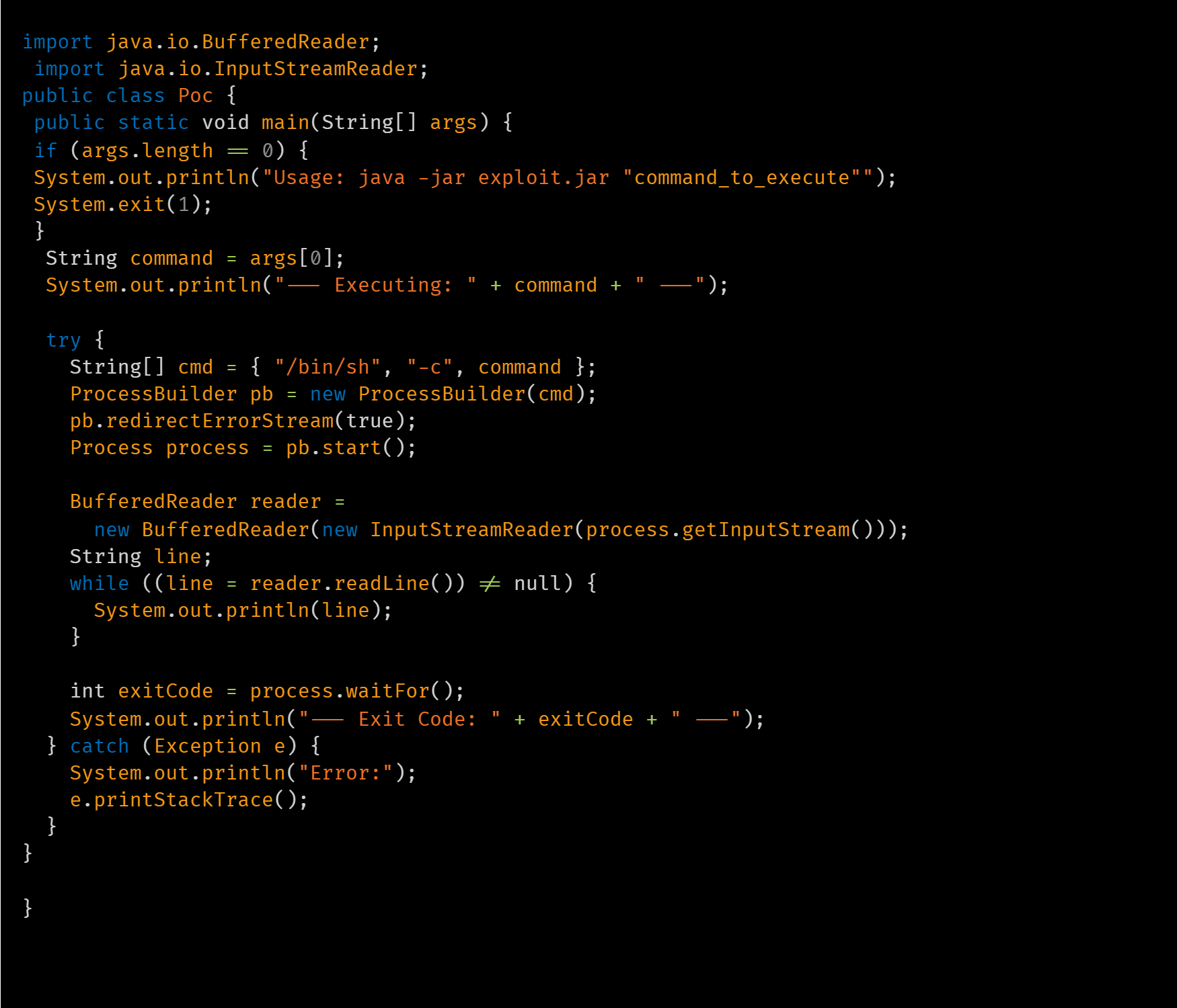 Talos screenshot of cmd.jar acting as a /bin/sh -c wrapper