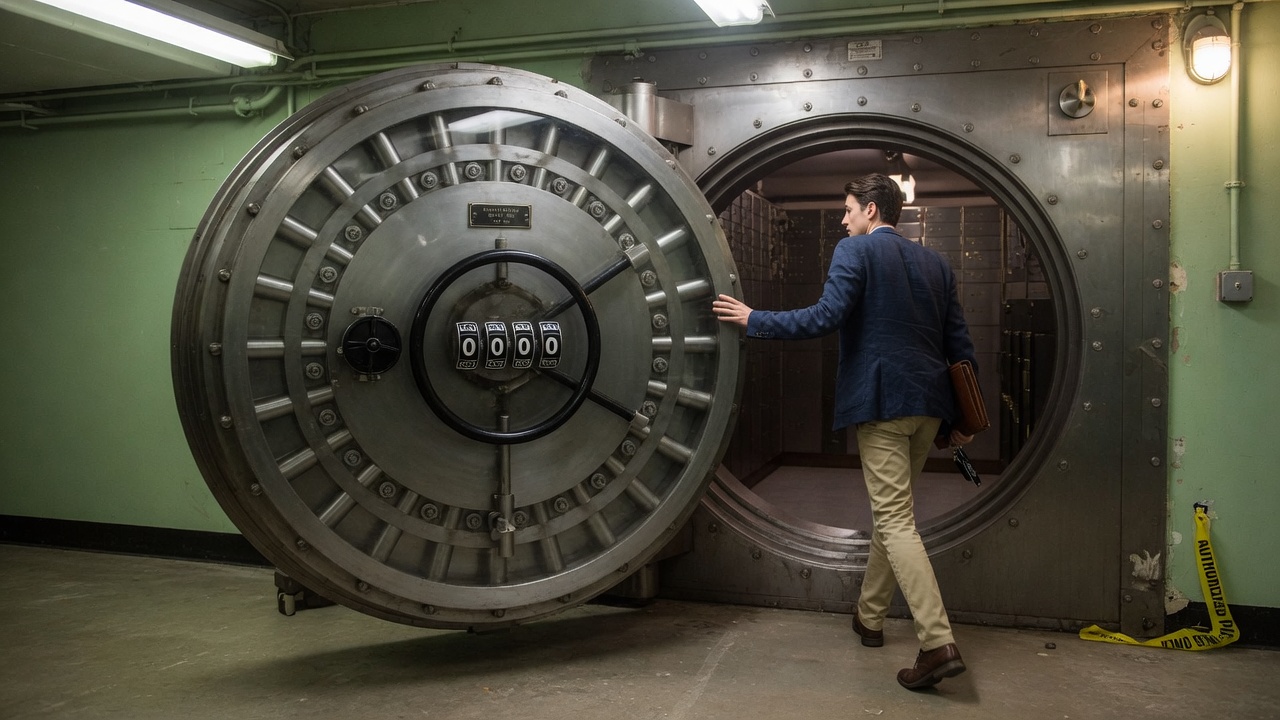 A vault opened with a cheat combination of zeros