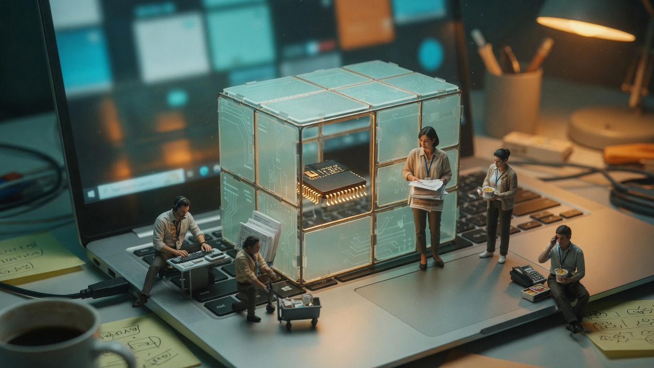A kernel cage around a small driver, user-mode workers outside