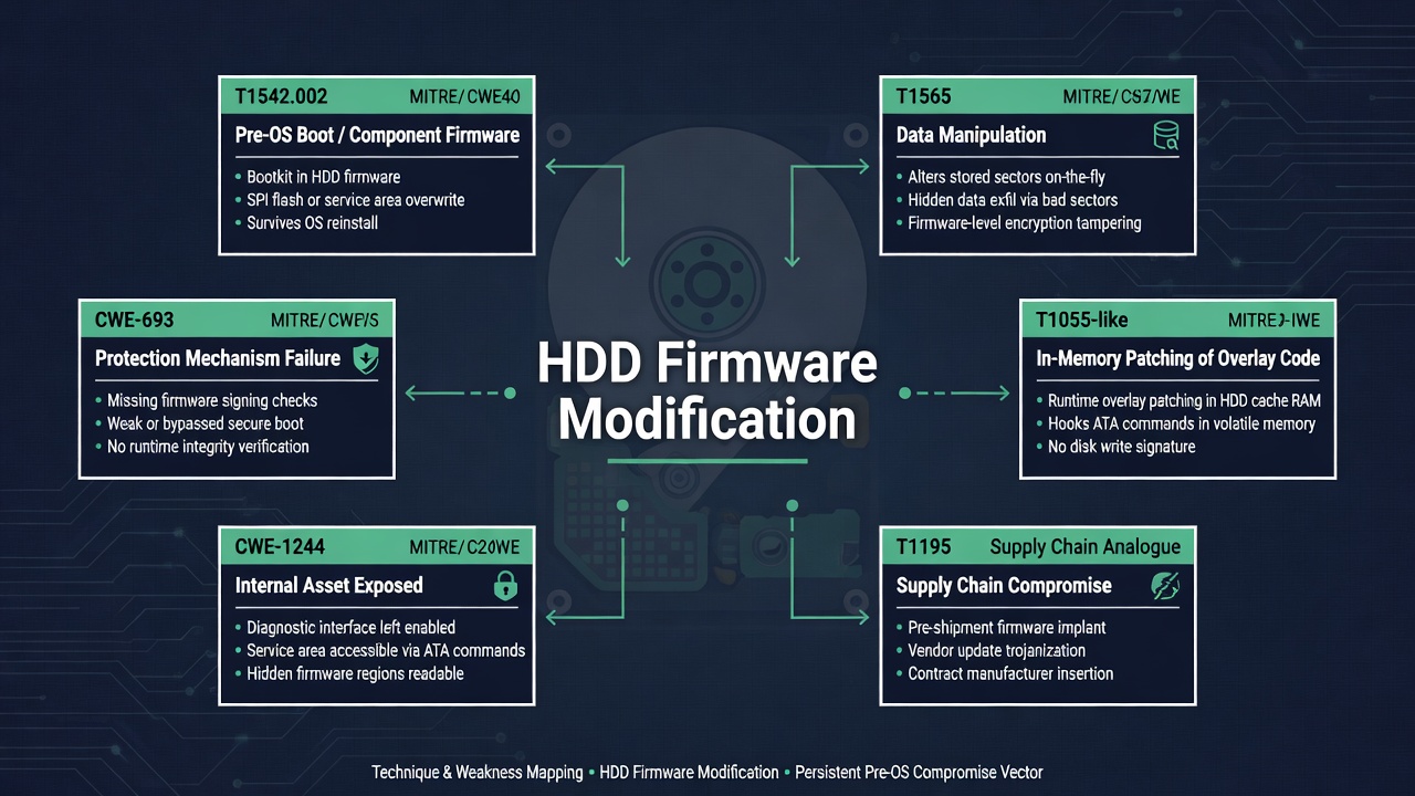 Editorial ATT&CK and CWE mapping for HDD firmware modification