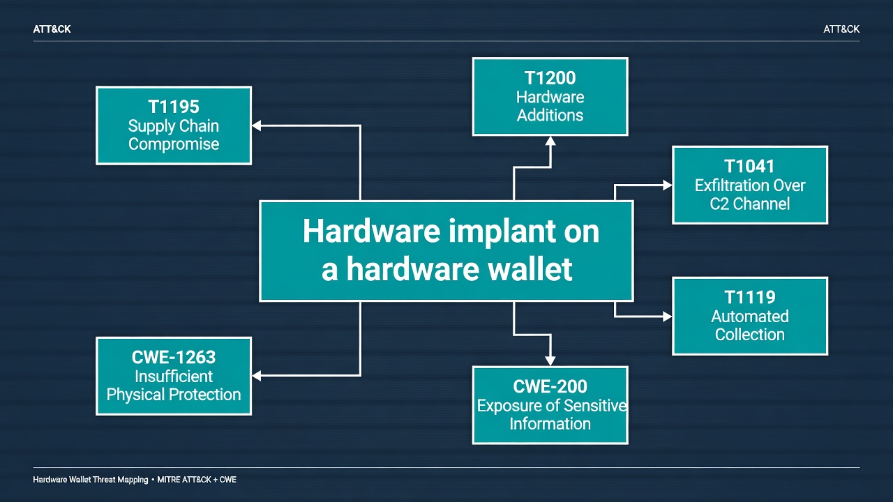 Editorial ATT&CK and CWE mapping around a hardware-wallet implant