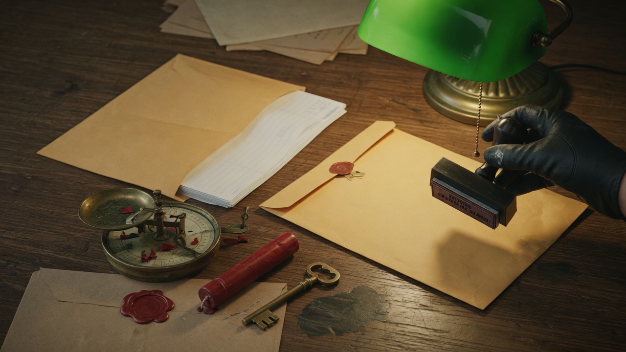 Two identical envelopes on a desk, one dummy and one swapped