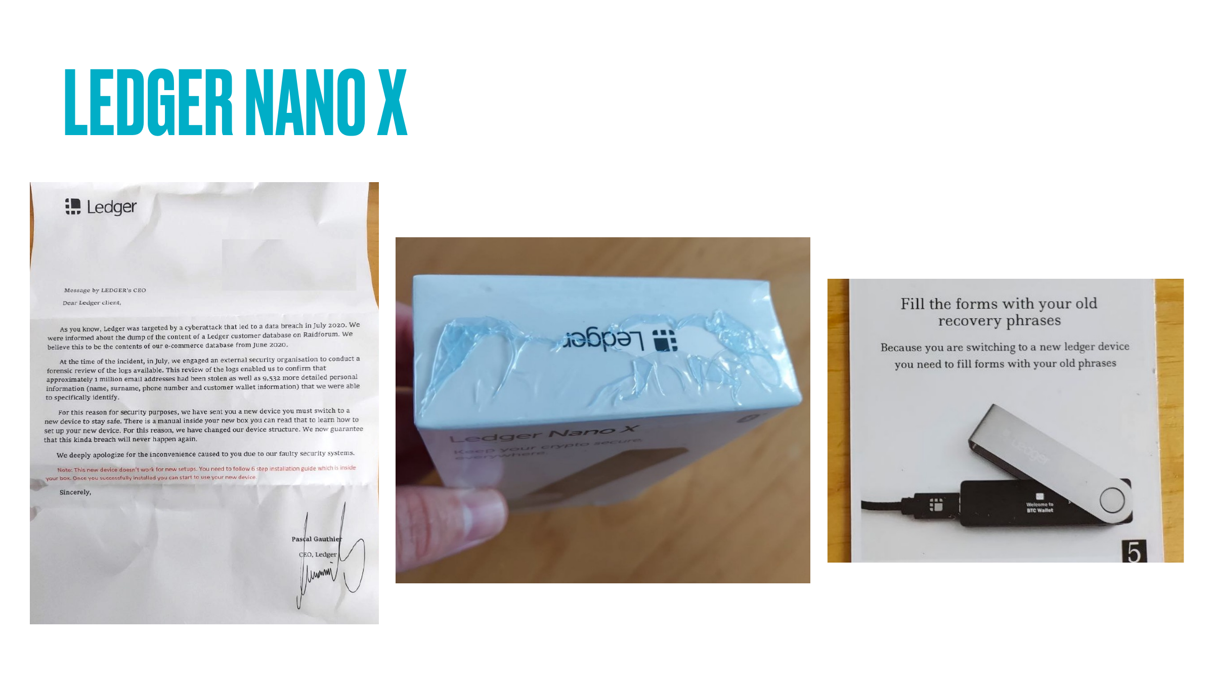 2020 tampered Ledger Nano X photograph