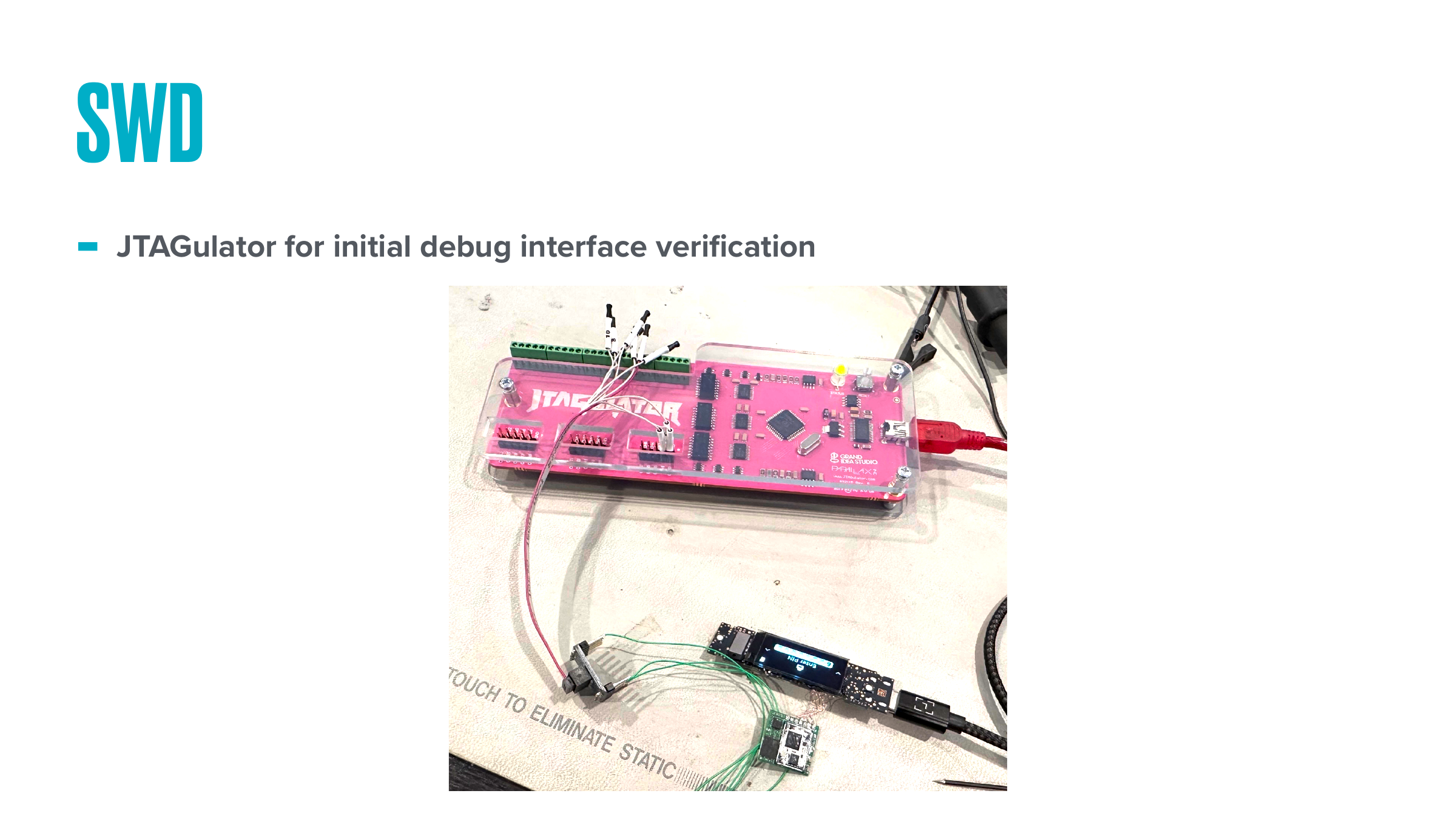 SWD: JTAGulator used for debug-interface verification