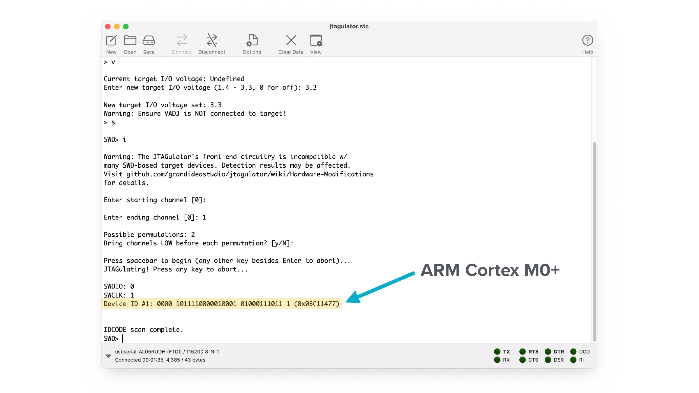 ARM Cortex-M0+ identification
